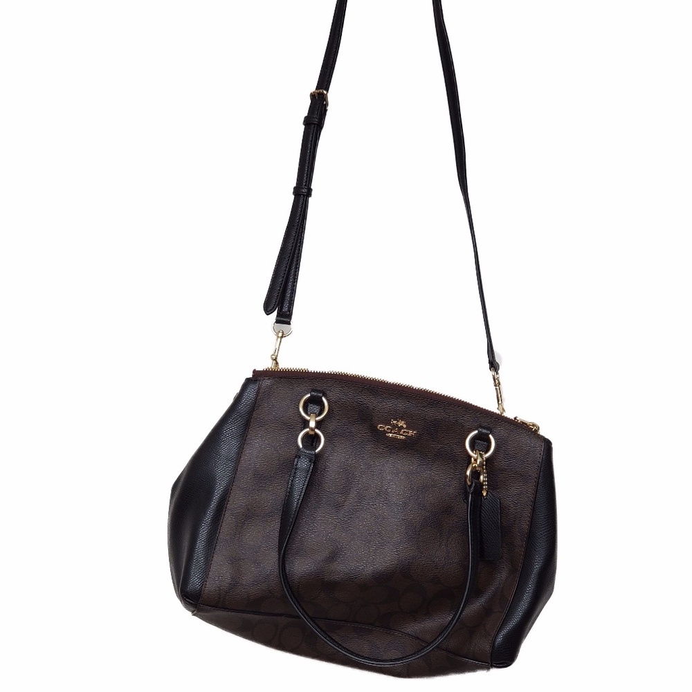 COACH - 100% Authentic Blk, Brown Logo Bowling Bag